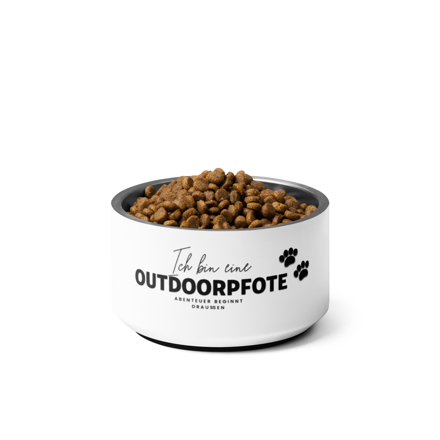 „Ich bin eine Outdoorpfote“ Rutschfester Edelstahl-Napf – doppelwandig für Hunde & Katzen *