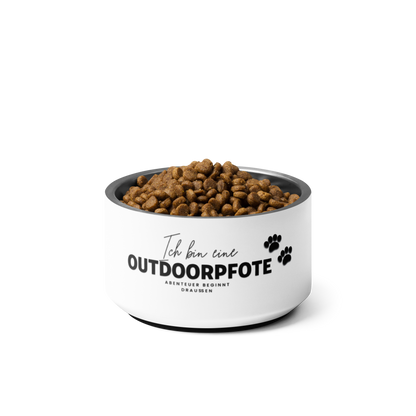 „Ich bin eine Outdoorpfote“ Rutschfester Edelstahl-Napf – doppelwandig für Hunde & Katzen *