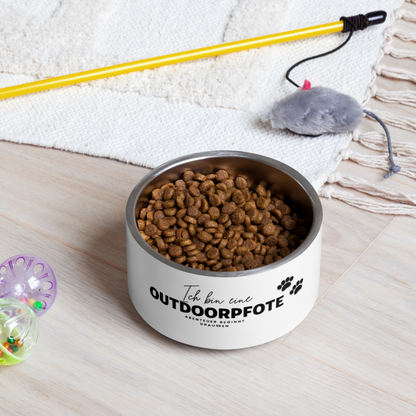 „Ich bin eine Outdoorpfote“ Rutschfester Edelstahl-Napf – doppelwandig für Hunde & Katzen *