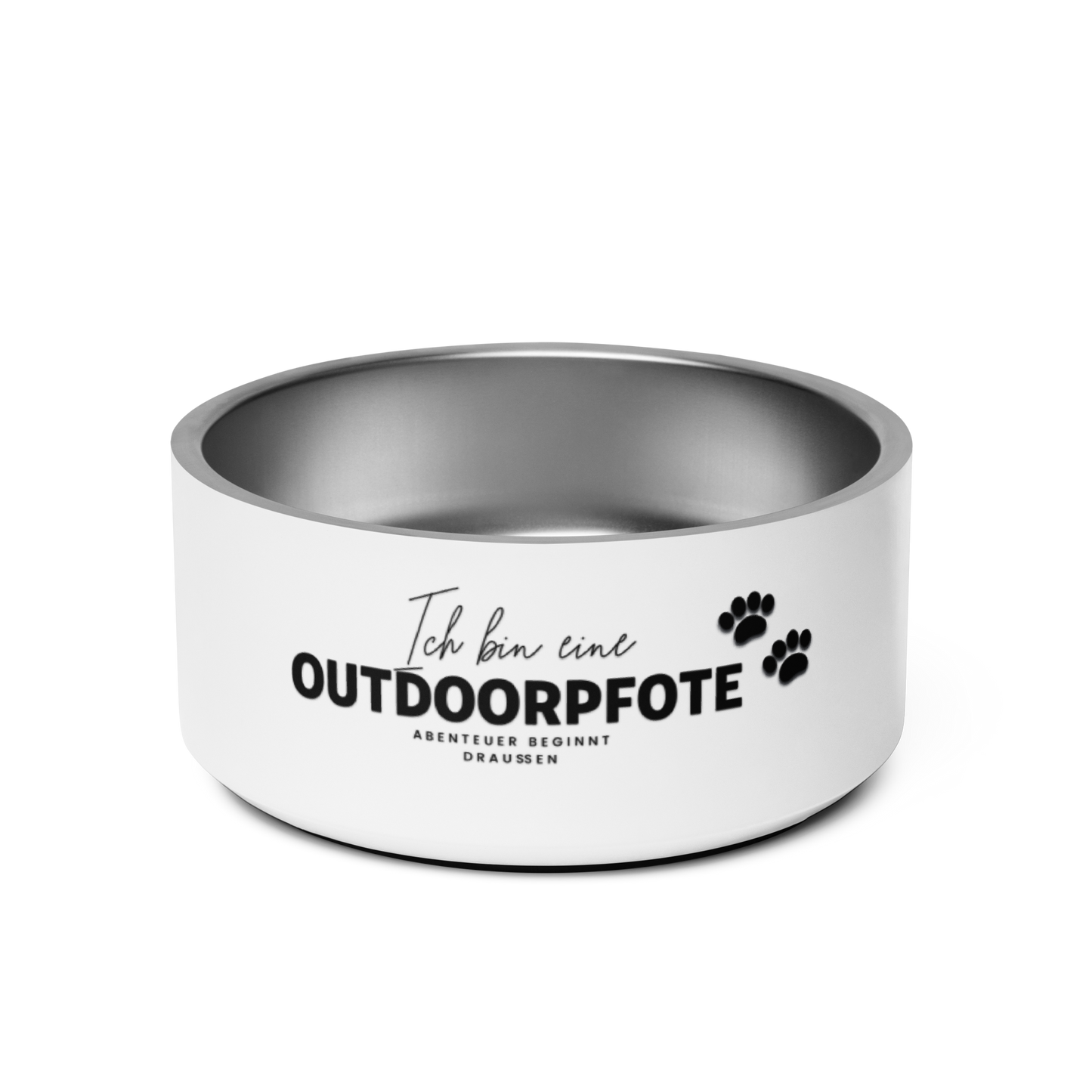 „Ich bin eine Outdoorpfote“ Rutschfester Edelstahl-Napf – doppelwandig für Hunde & Katzen *