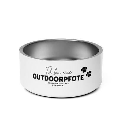 „Ich bin eine Outdoorpfote“ Rutschfester Edelstahl-Napf – doppelwandig für Hunde & Katzen *