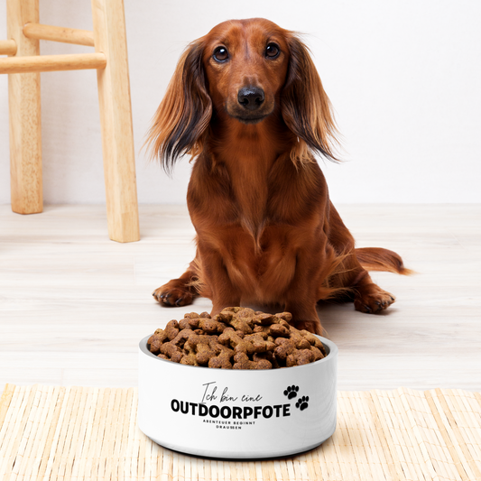 „Ich bin eine Outdoorpfote“ Rutschfester Edelstahl-Napf – doppelwandig für Hunde & Katzen *